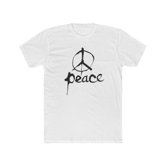 Unisex Cotton Crew Tee - Peace Graphic for Positive Vibes