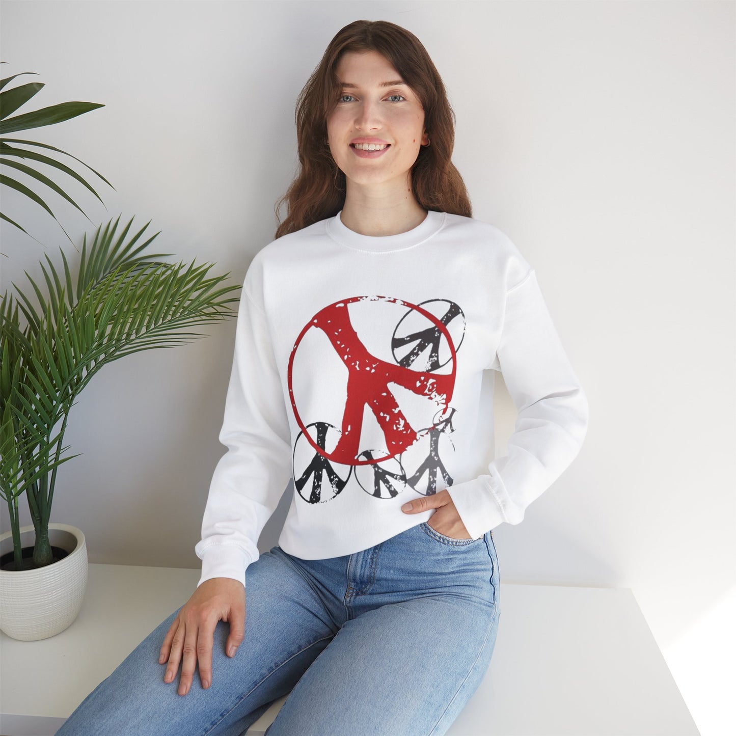 Unisex Heavy Blend™ Crewneck Sweatshirt - Peace Sign Graphic